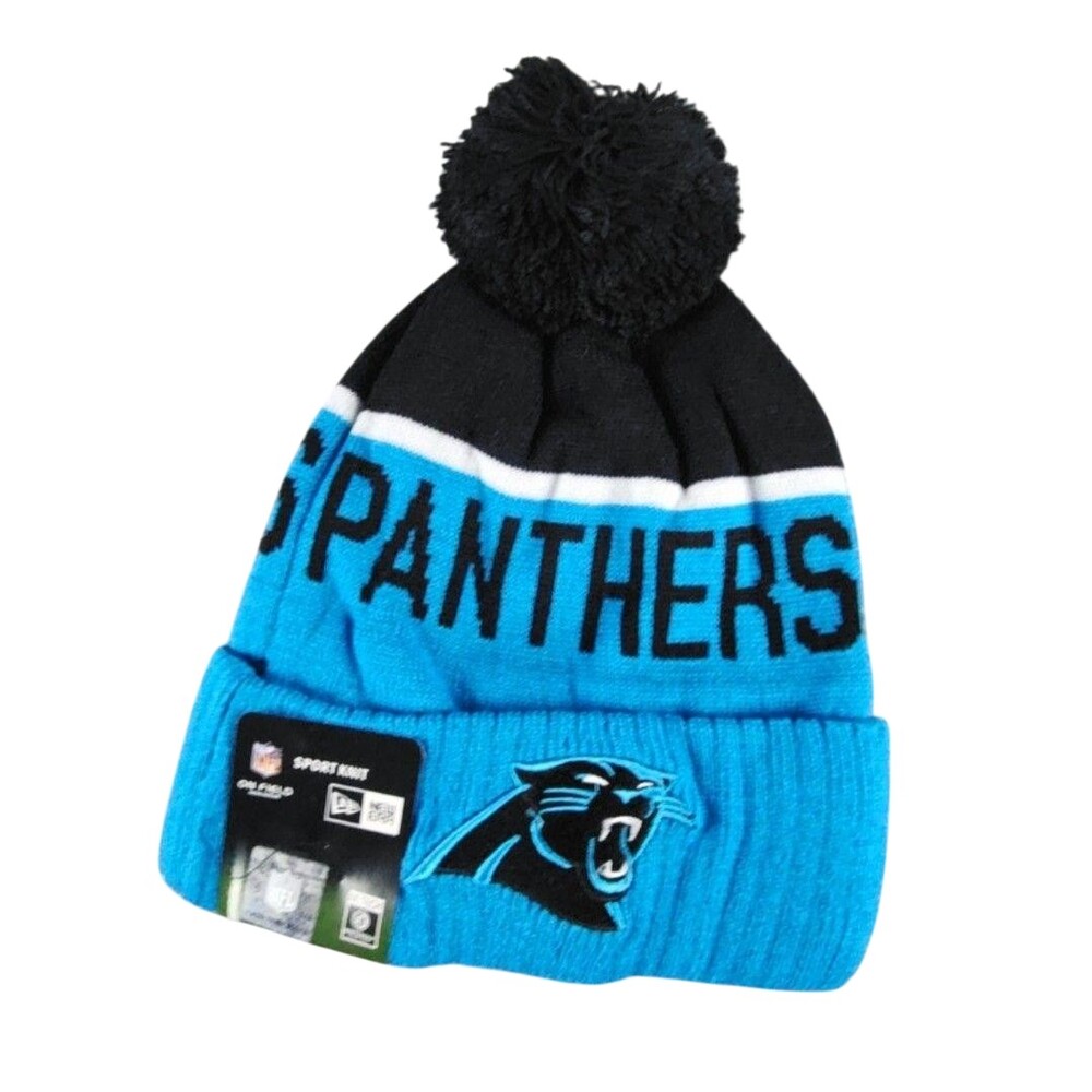 Carolina Panthers Hat Beanie Mens One Size Blue NFL Football New Era Knit Pom